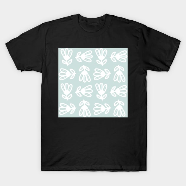 White tulip on a bed of seaglass minty green T-Shirt by FrancesPoff